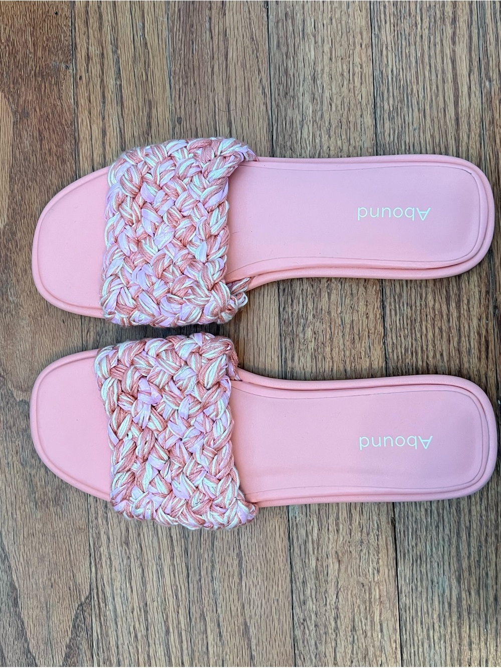 Abound Pink Woven Strap Slide Sandals
